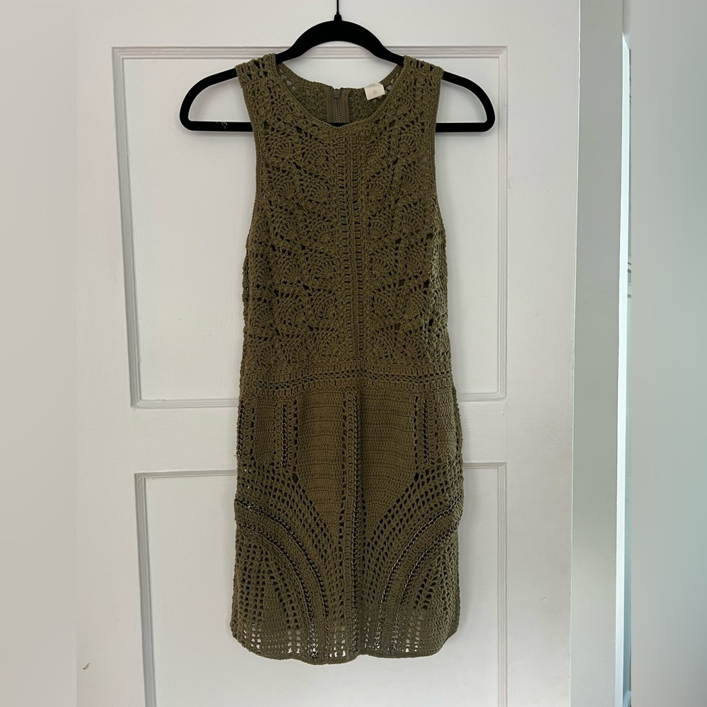 Flook Crochet Olive Green Dress Sz L